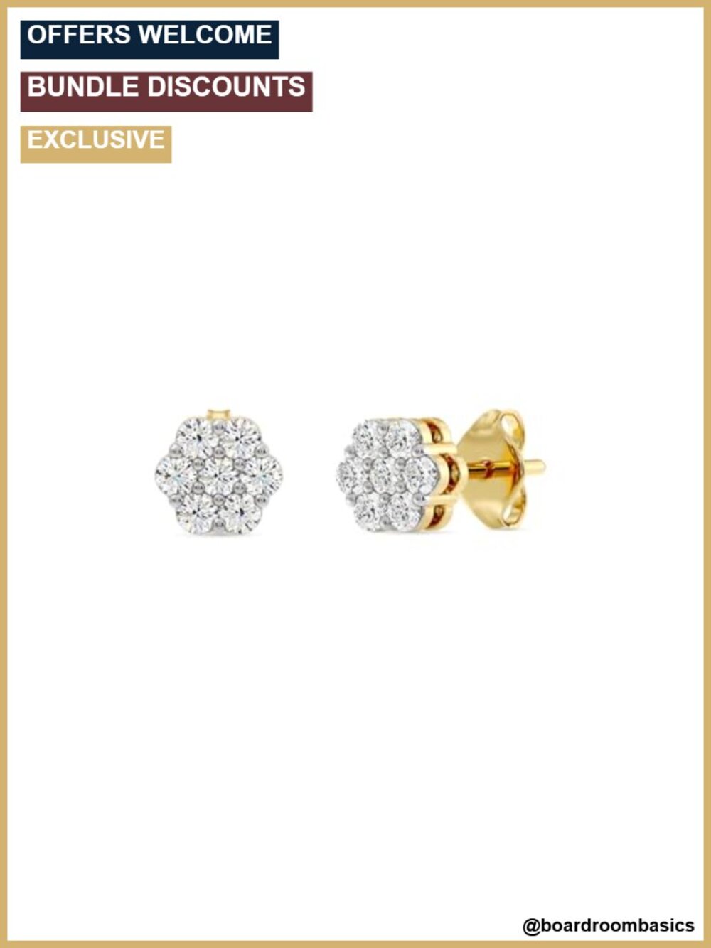 Lab-Grown Diamond Flower Earrings 925 Sterling Silver 14KT Gold Plated